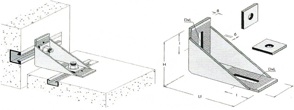 Pince d'angle + plaque d'écrou moletée CWT-2 avec CWTP-50/50